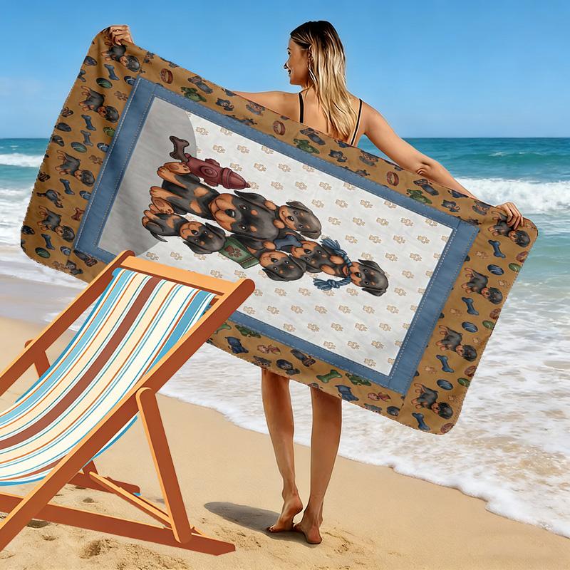 Süßes Tier-Puzzle-Print Strandtuch, Großes Weiches Schnelltrocknendes Handtuch für Strand Camping Schwimmen