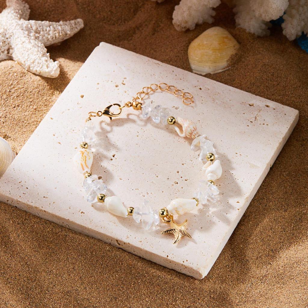 Bohemian Ocean Starfish & Seashell Bracelet for Women: High-End Dopamine Design