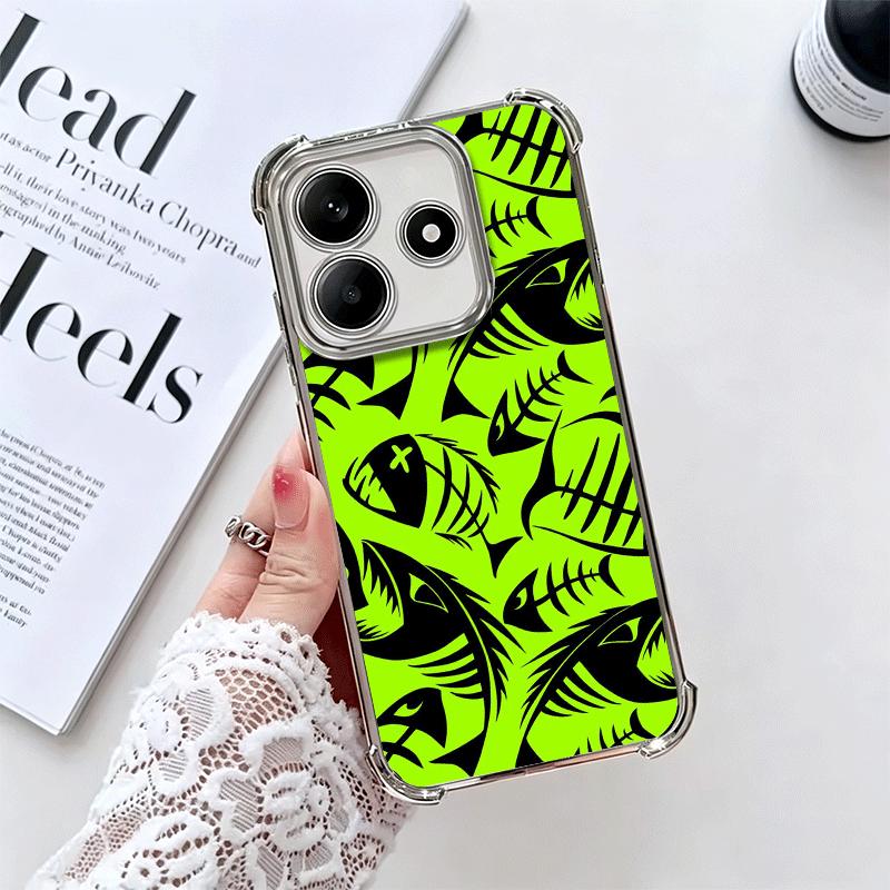 

Horror Zombie Skeleton Green Soft Phone Case For Xiaomi Redmi Note 14 15 Pro Plus 13 12 11S 11T 5G 10 9S 9 Plating Anti-Fall Fun Redmi Note 9