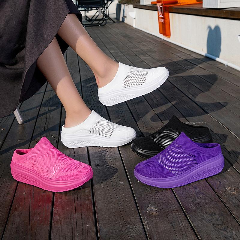 Women Slide Slippers Elevator Mules Sandals Slip on Summer Casual Clogs White Pink Black Purple Lightweight Socks Shoes Plus Size 41 42 43