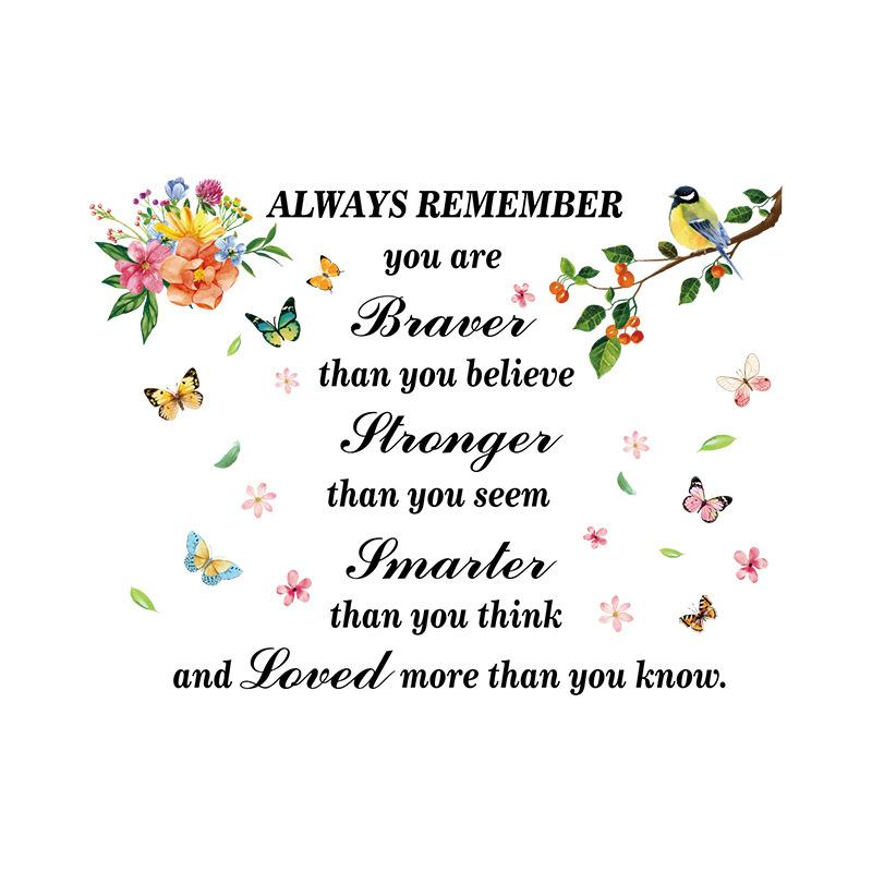 

Наклейки с мотивирующими фразами на английском языке Красочные наклейки с колибри Фон для дивана в гостиной Украшение ресторана Самоклеящиеся плакаты 30x60cmx2 разноцветный