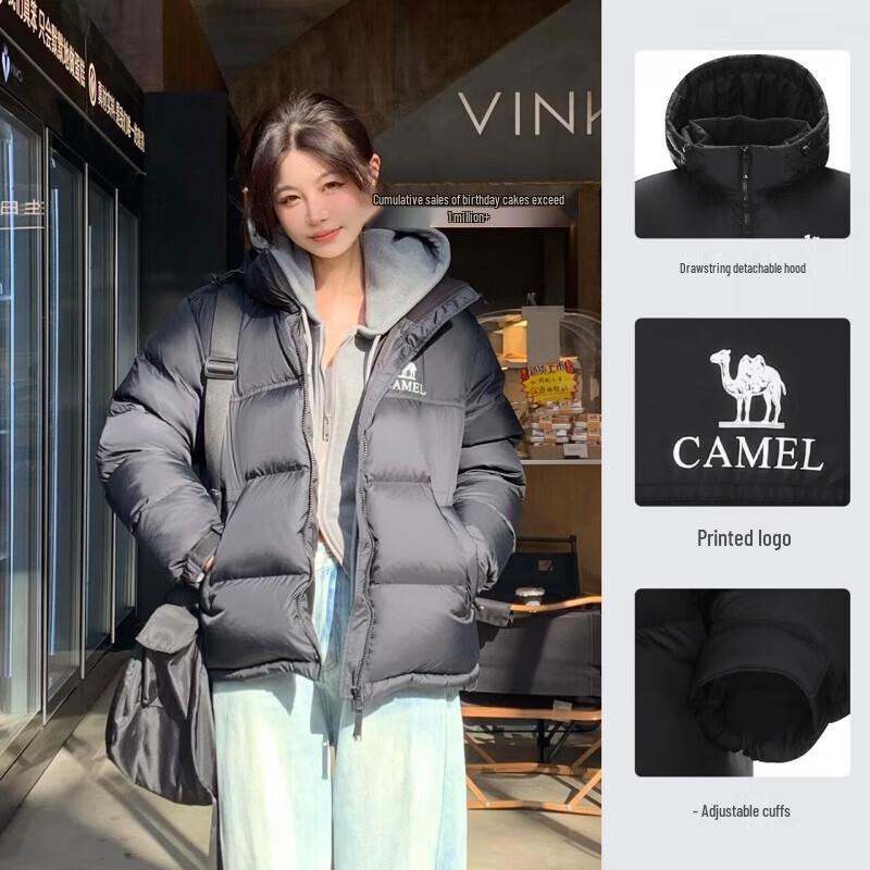 CAMEL Women s Hooded Puffer Down Jacket M