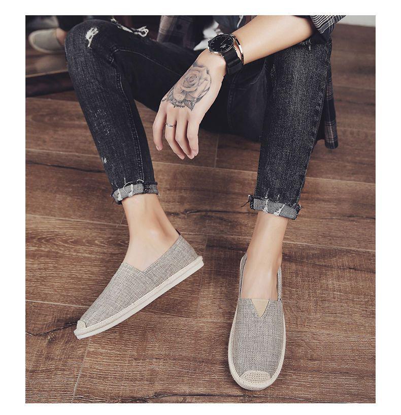 Men's Summer Breathable Linen Slip-On Loafers with Deodorant