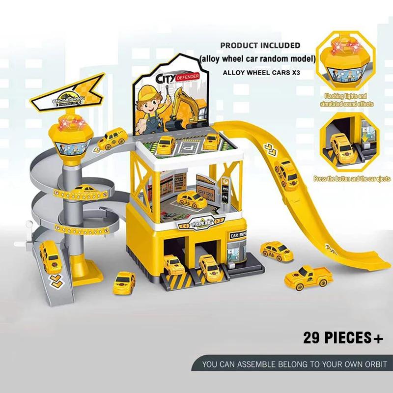 Railcars Rail Car Parking Diy Assembled Runway Inertia Car Engineering Vehicle Car Track for Children Boys Kids Birthday Gifts