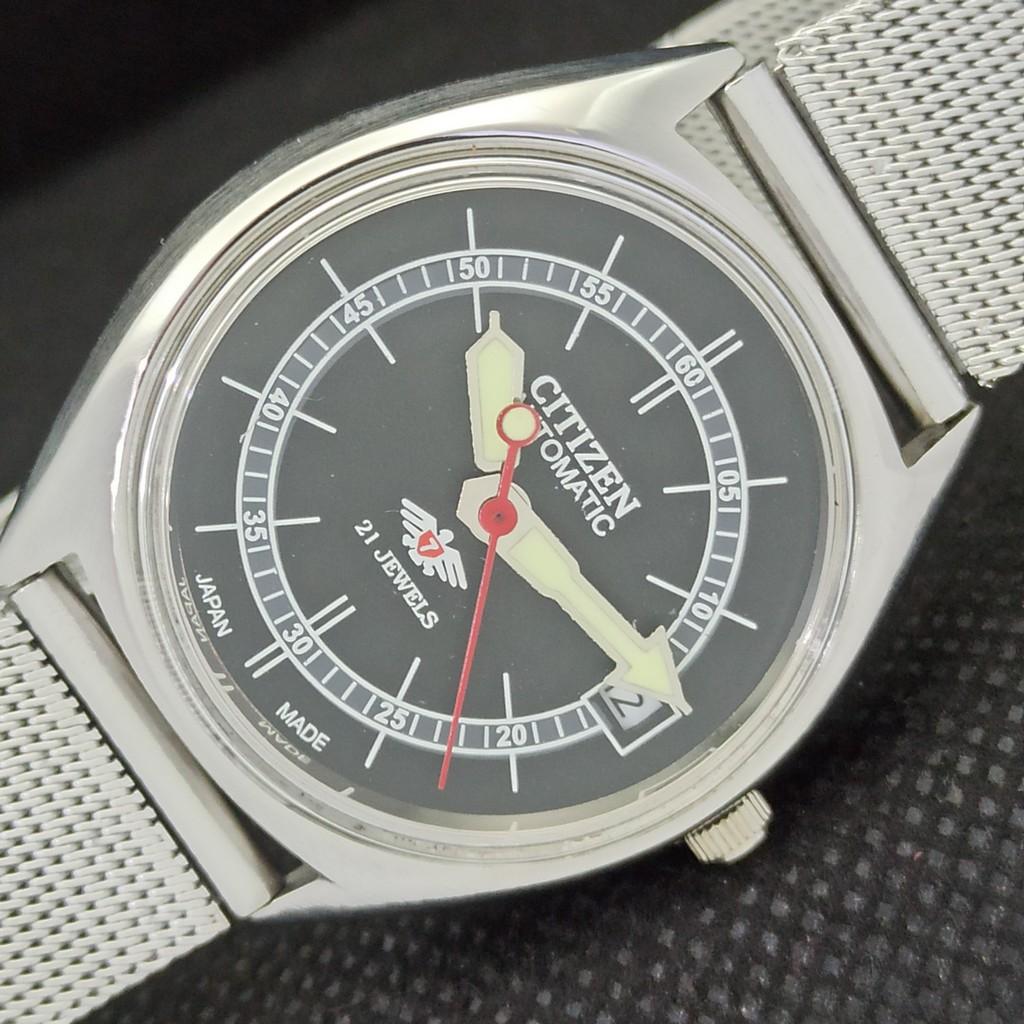 

USED VINTAGE CITIZEN AUTOMATIC 8200 JAPAN MENS DATE BLACK WATCH 551a-a291738-2 SKU551a-a291738
