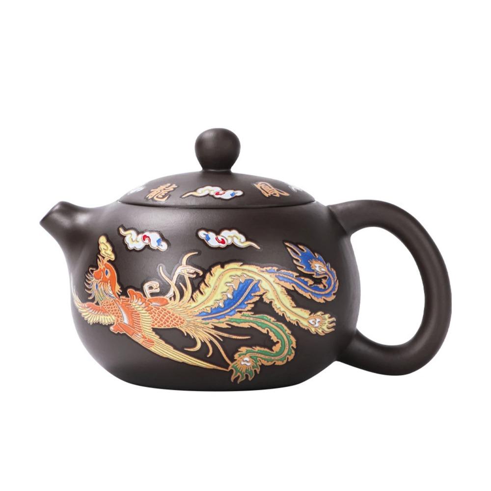 Hand-made Dragons Phoenixs Color-changing Purple Clay Teapot Anti-Scald Handle Tea Brewer Father's Day Gift Coffee Tea Tableware