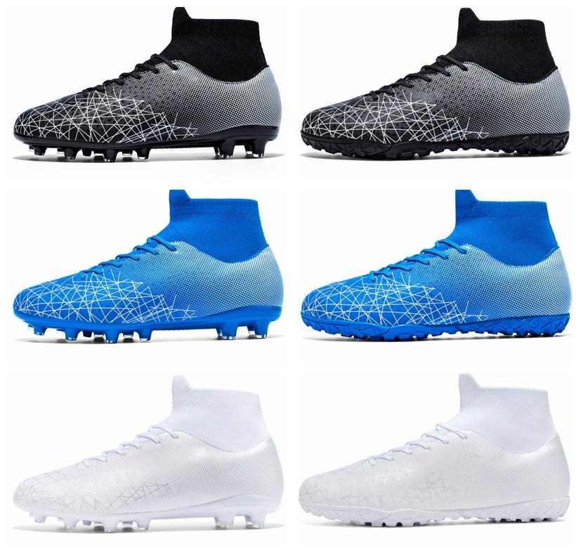 Men's High-Top Football Shoes with AG & TF Nails Artificial Turf Suitable Summer Season Rubber Mesh Insole Foot Soccer Shoes