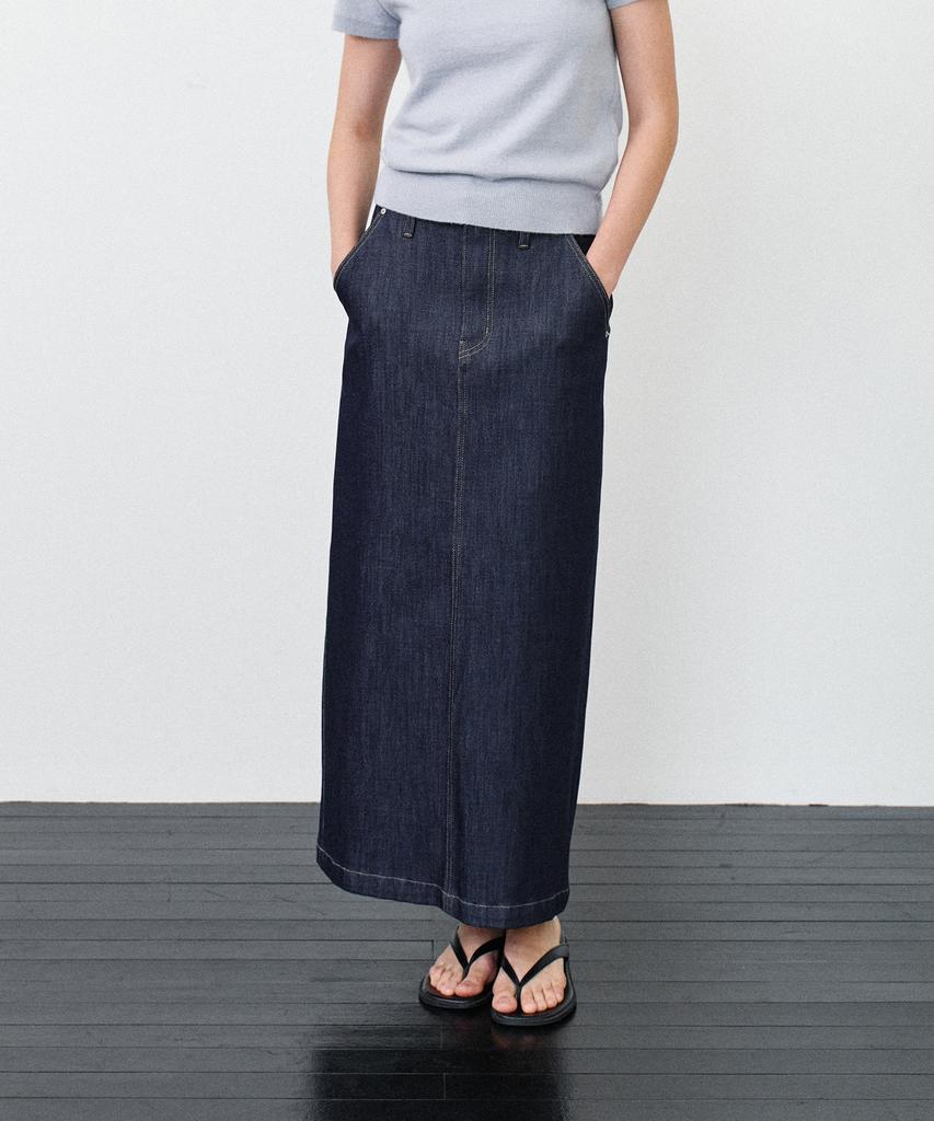 NOTIA Nonfade Denim Long Skirt - Deep Blue