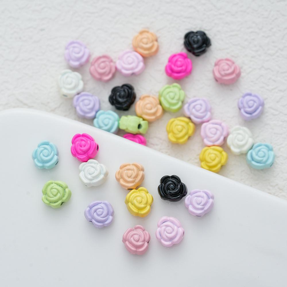 6Mm Legierung Farbige Rosenperlen Perlen DIY Handgefertigt Halskette Armband Ohrschmuck Gerades Loch Blume Zubehör Material