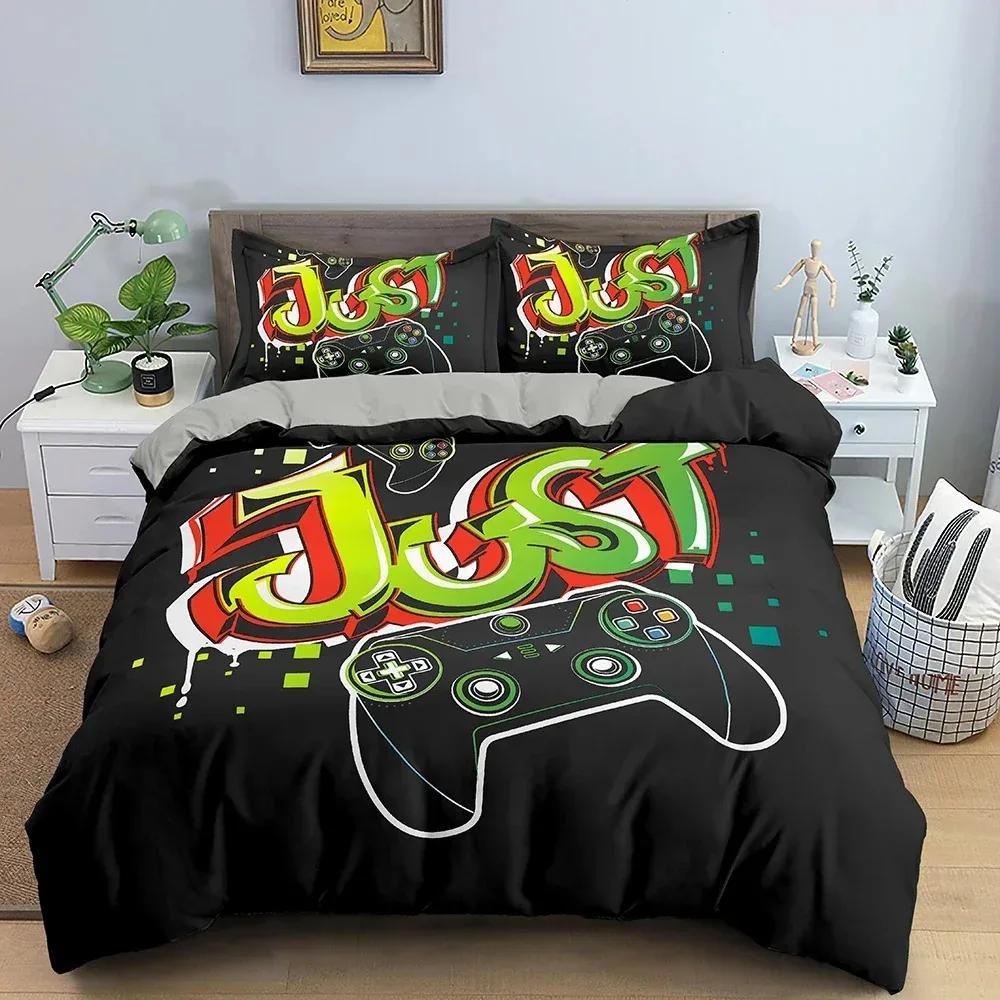 Top Gamepad Comforter Cover Twin Size Play Gamer Bedding Set Video Games Polyester Duvet Cover Teens Game Quilt Cover