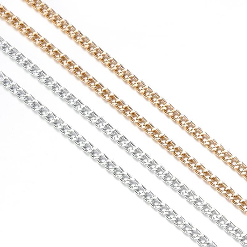 5 Yards/Rolle Metall-Aluminium O-förmige Ketten Gold Silber Farbe Verdrehte Kette für DIY Schmuckherstellung Kleidung Tasche Zubehör Zubehör