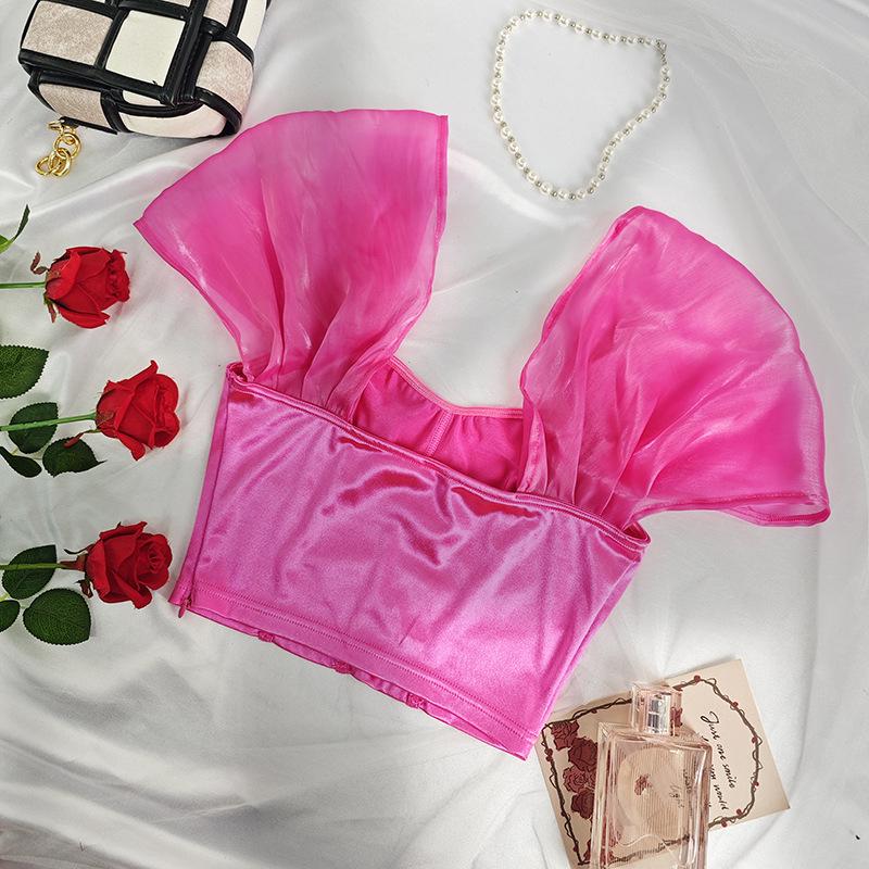 Sexy Satin French One-Shoulder Tube Top Vest