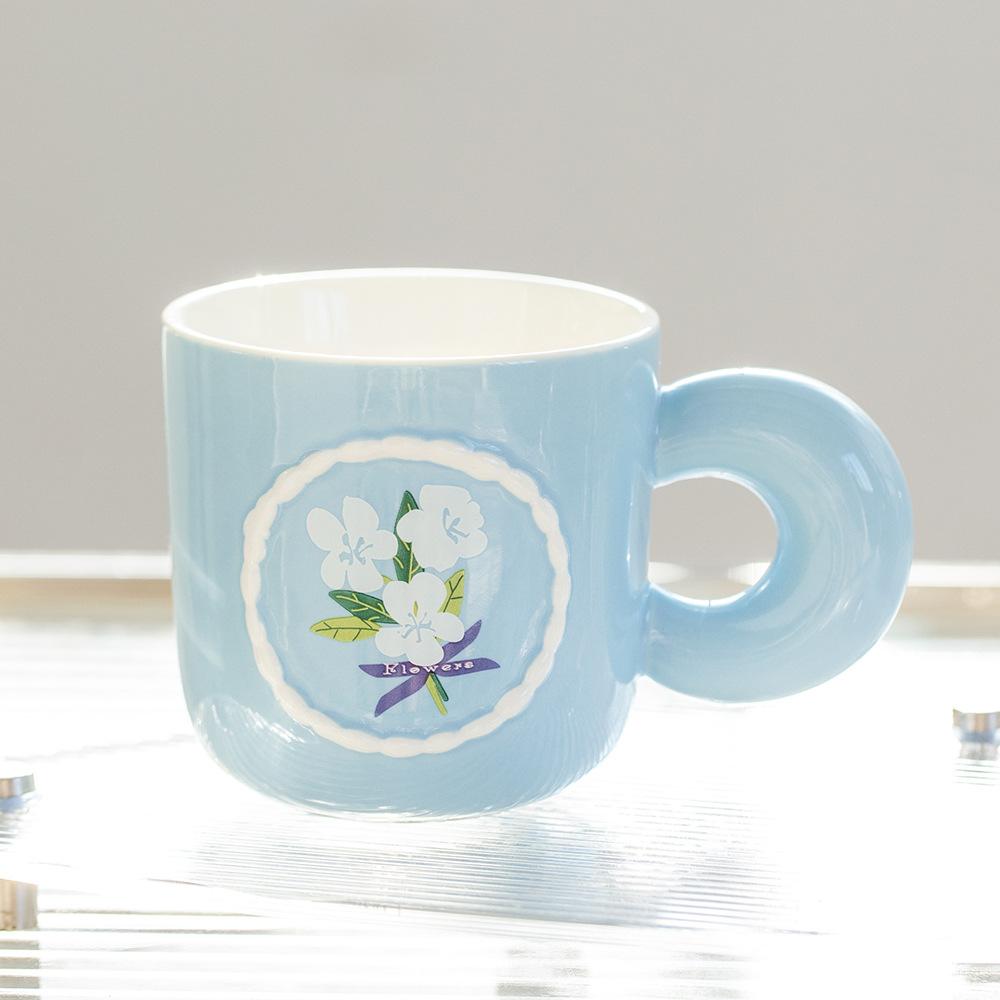 

Creative Floral Ceramic Mug High Looking Household Water Cup Niche Girl Heart Girl Office Coffee Cup 380ml