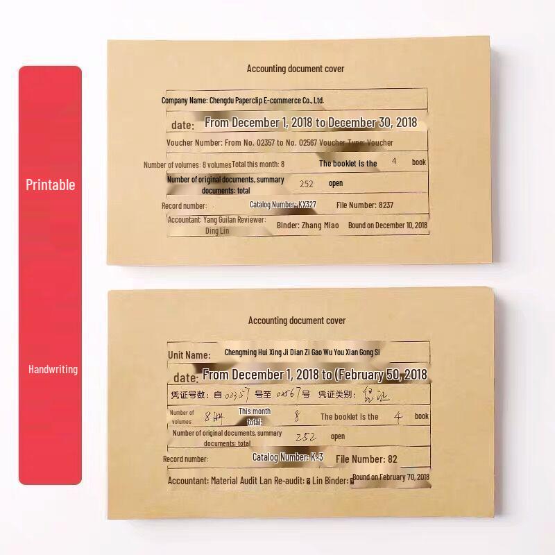 100 Accounting Voucher Covers, A5, 243x142mm Kraft Paper for Bookkeeping and VAT Invoices