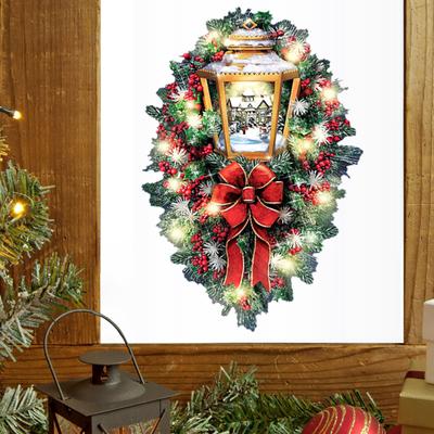 Great Attractive PVC Sticker Wreath Ribbon Christmas Stickers for Bedroom
