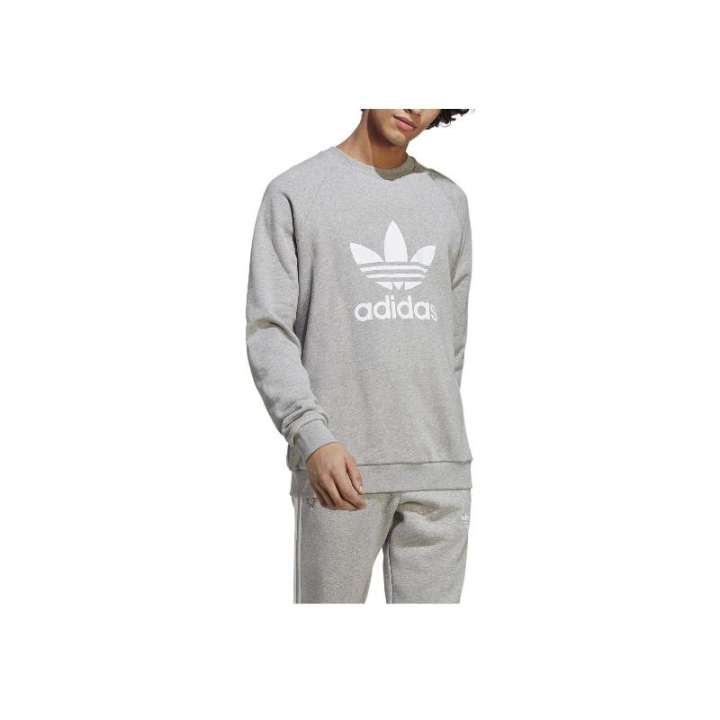 adidas Originální mikina s potiskem loga Trefoil Pánské topy Šedá IA4857