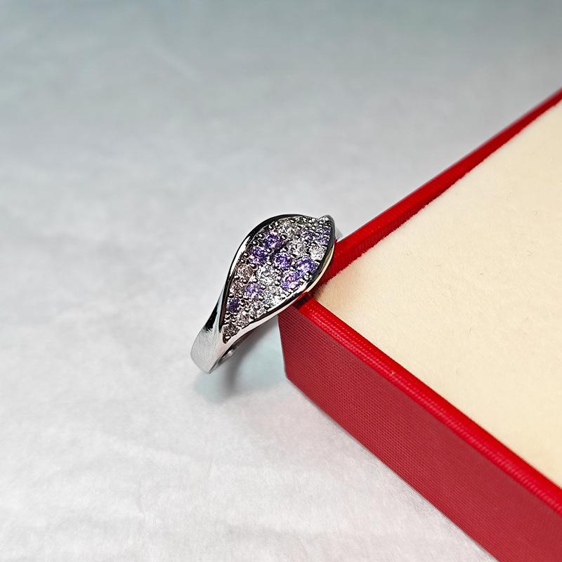 Gradual Change Set With Diamond Purple Gas Donglai Complex Ring Women'S Unique Pomegranate Rose Red Green Ring