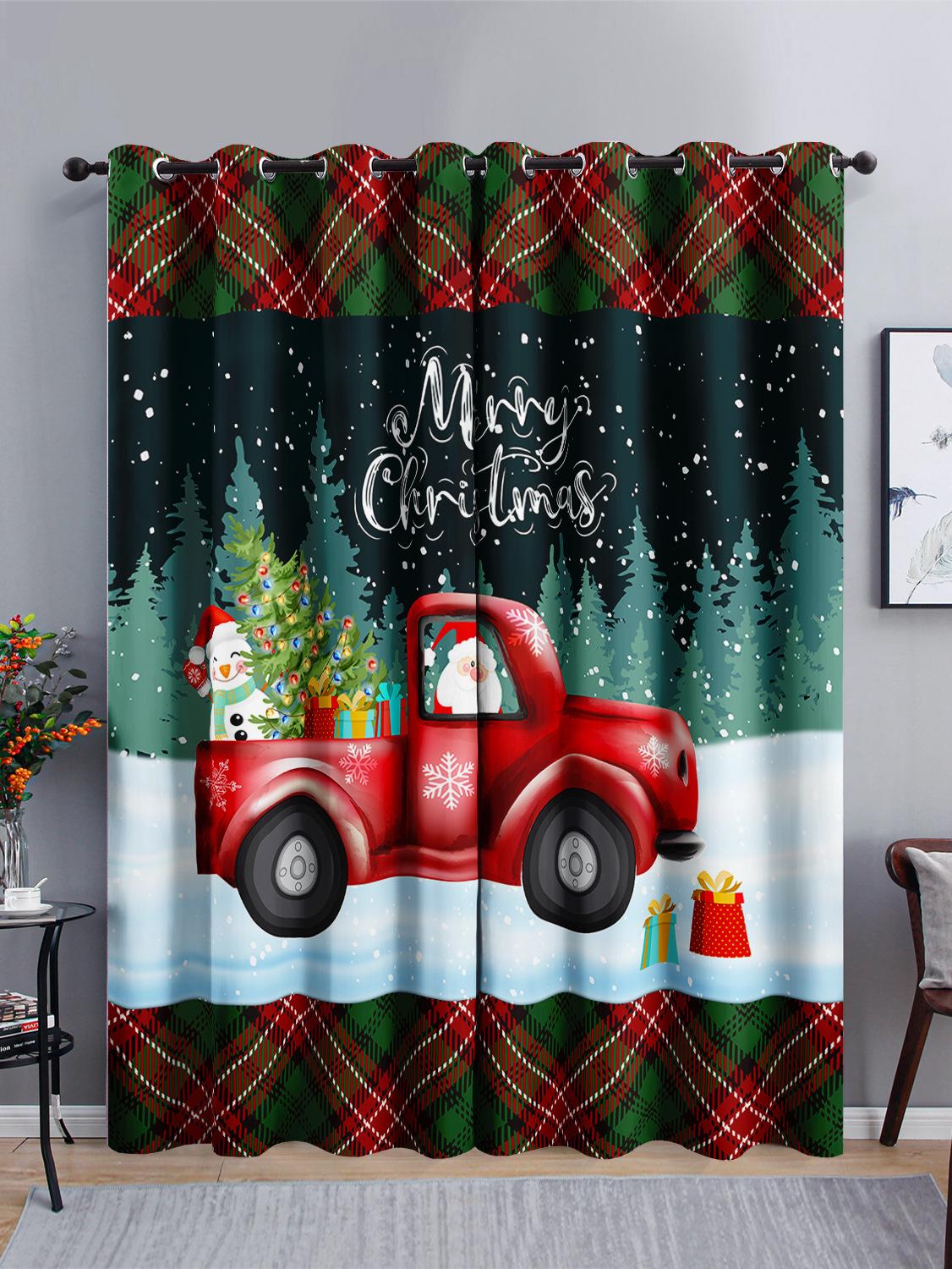 

Шторы Рождественские Красные Праздничные Блэкаут Шторы Спальня Гостиная Цифровая Печать Люверсы 97cm*114cm*2