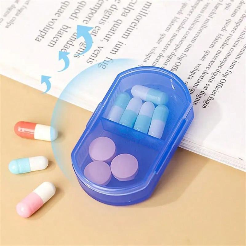 1pc Portable Pocket Pill Case, 2-Compartment Super Compact Plastic Organizer Box For Storing Medicines, Daily Medication & Travel