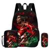 Lernen, Reisen Schultasche, Federmäppchen, Sportrucksack Ronaldo Kinder 3er Set Rucksack Fußballstar Rucksack Geschenk