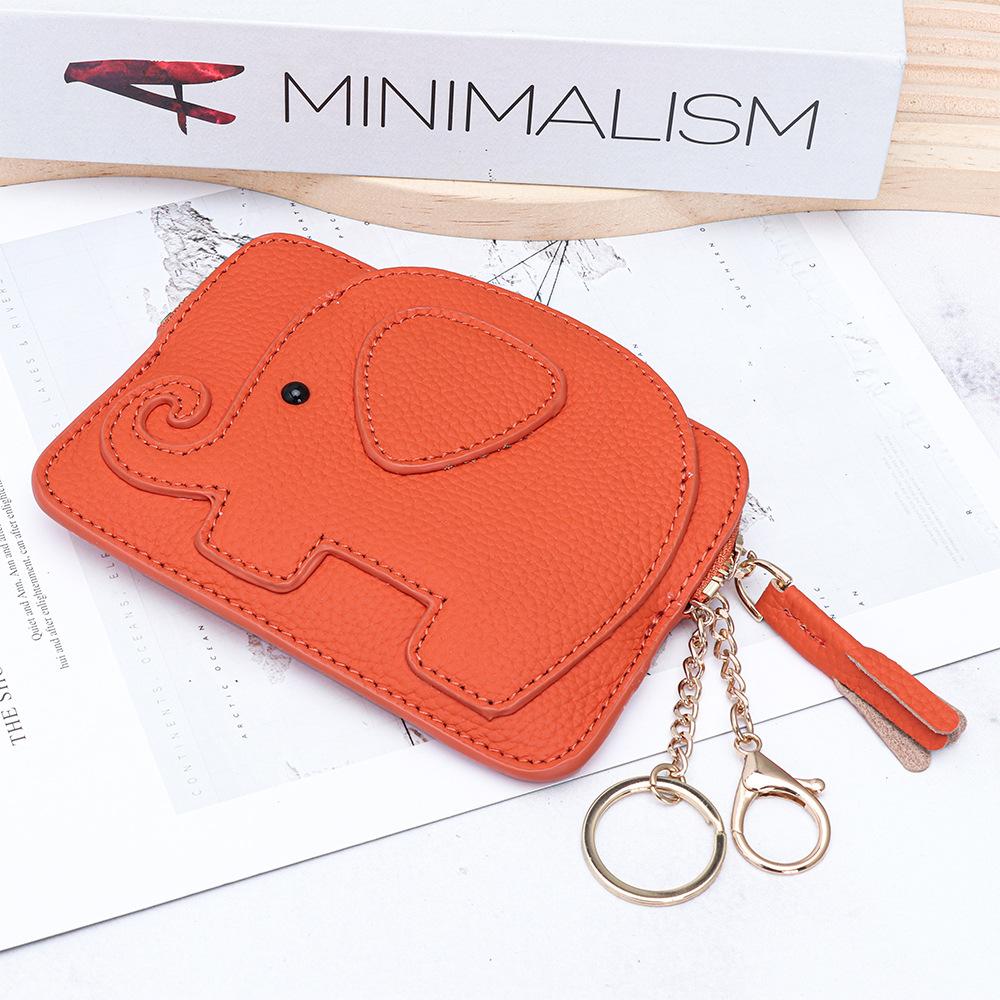 Animal Elephant Shape Coin Purse with Hanging buckle Fashion Women Genuine Leather Chic Clutch Coin Organizer for Girls