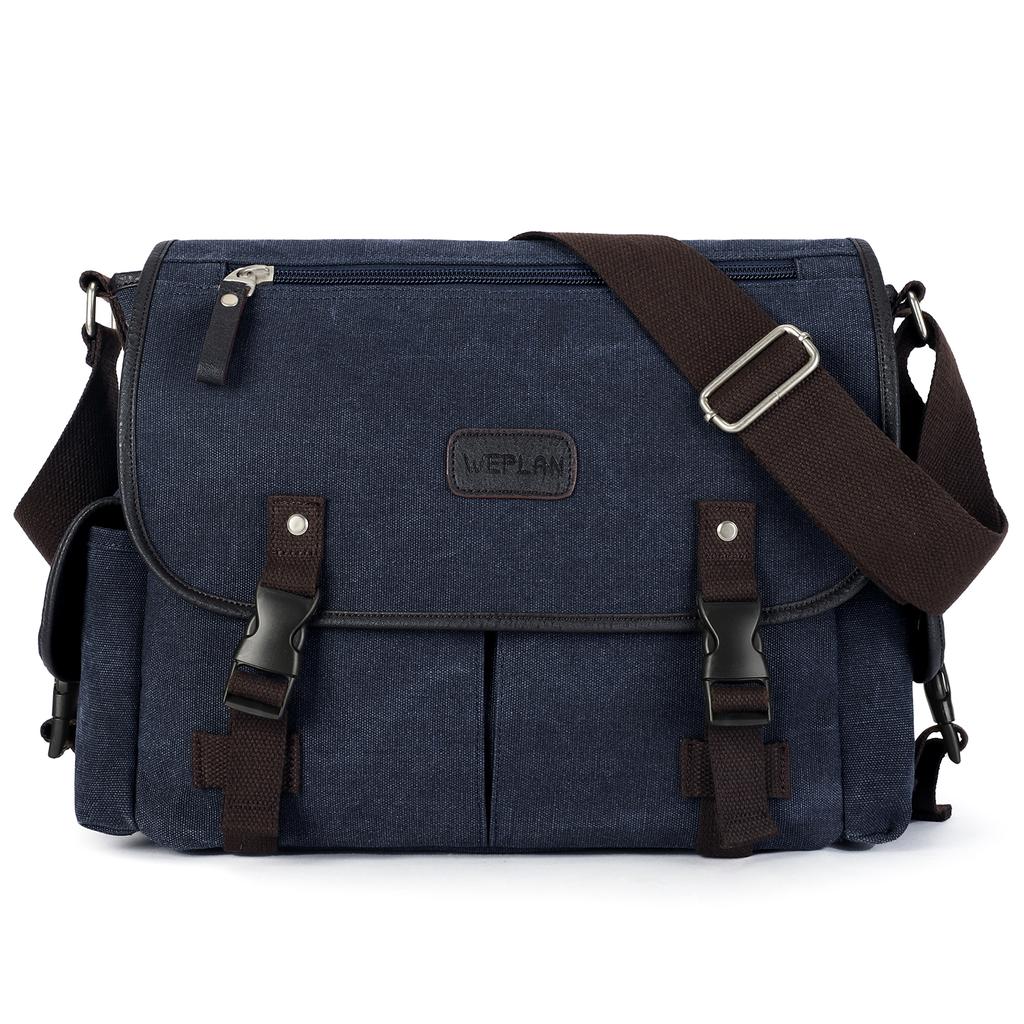 Messenger Bag For Men Retro Canvas Satchel Casual Briefcases Laptop Bag Fit 13Inch,Water Resistant Crossbody College Satchel Bag