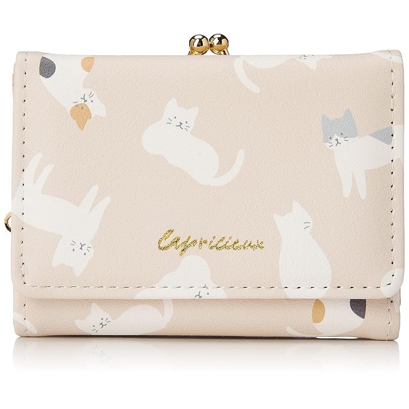 

[Aldi] trifold wallet cat All-over pattern A35 beige