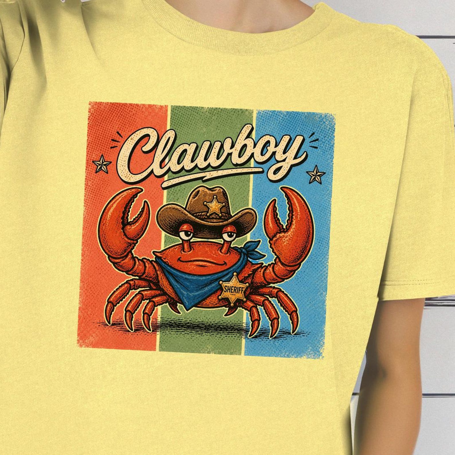 Clawboy Crab Shirt, Funny Cowboy Crab Tee, Western Sea Animal Shirt, Beach Humor T shirt, Trendy Summer Tee Gift 4XL