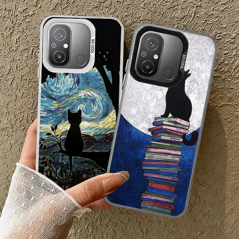 Schwarze Katze Ästhetik Muster Stoßfeste Handyhülle für Xiaomi Poco X7 X6 X5 X3 Pro F7 Ultra M8 Redmi 15C 15 14C 13C 12C 10C 13 12