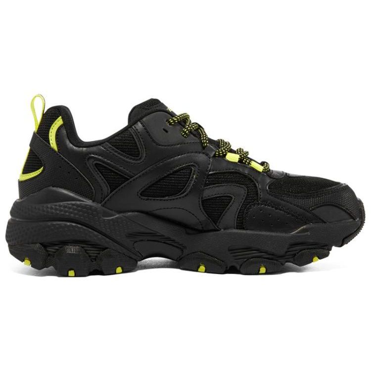 Skechers DLites Fabric Synthetic Leather Low Top Dad Sneakers Men Sneakers Black 894166-BKLM