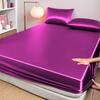 High-end Satin Fitted Sheet with Elastic Band Solid Color Silky Bed Sheet Smooth Non-Slip Mattress Cover Bedspreads Bed Linen