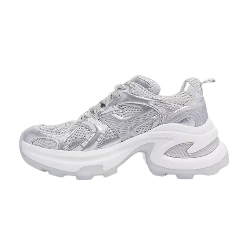 Popular Mesh Dad Shoes Women 2025 Summer New Muffin Thick Sole Heightened and Thin Lightweight Casual Sports Shoes Tide