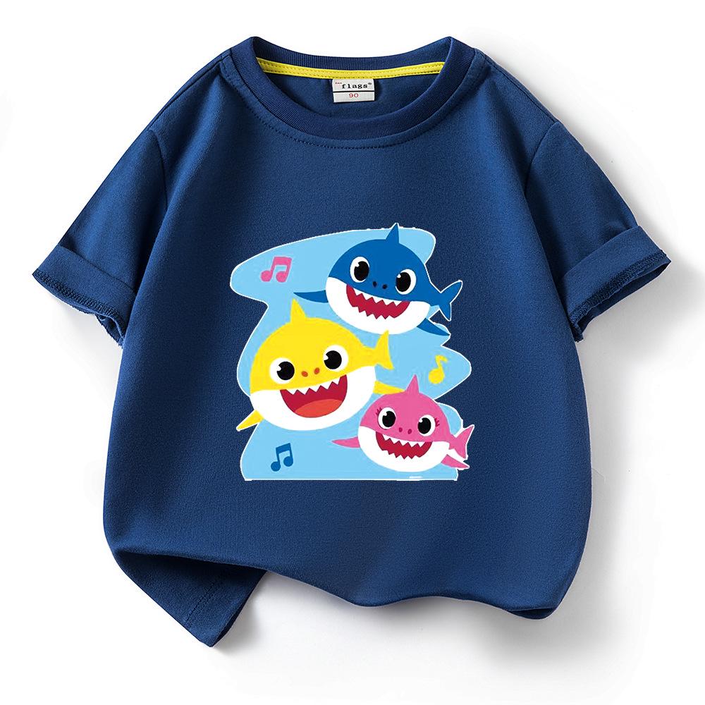 2024 Baby Shark Pure Cotton Short-Sleeve T-Shirt for Kids – Boys' and Girls' Summer Wear