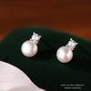 925 Silver Earrings Pearl Classic for Women Wedding Engagement Fine Jewelry Luxury Zircon Gifts Stud Earrings