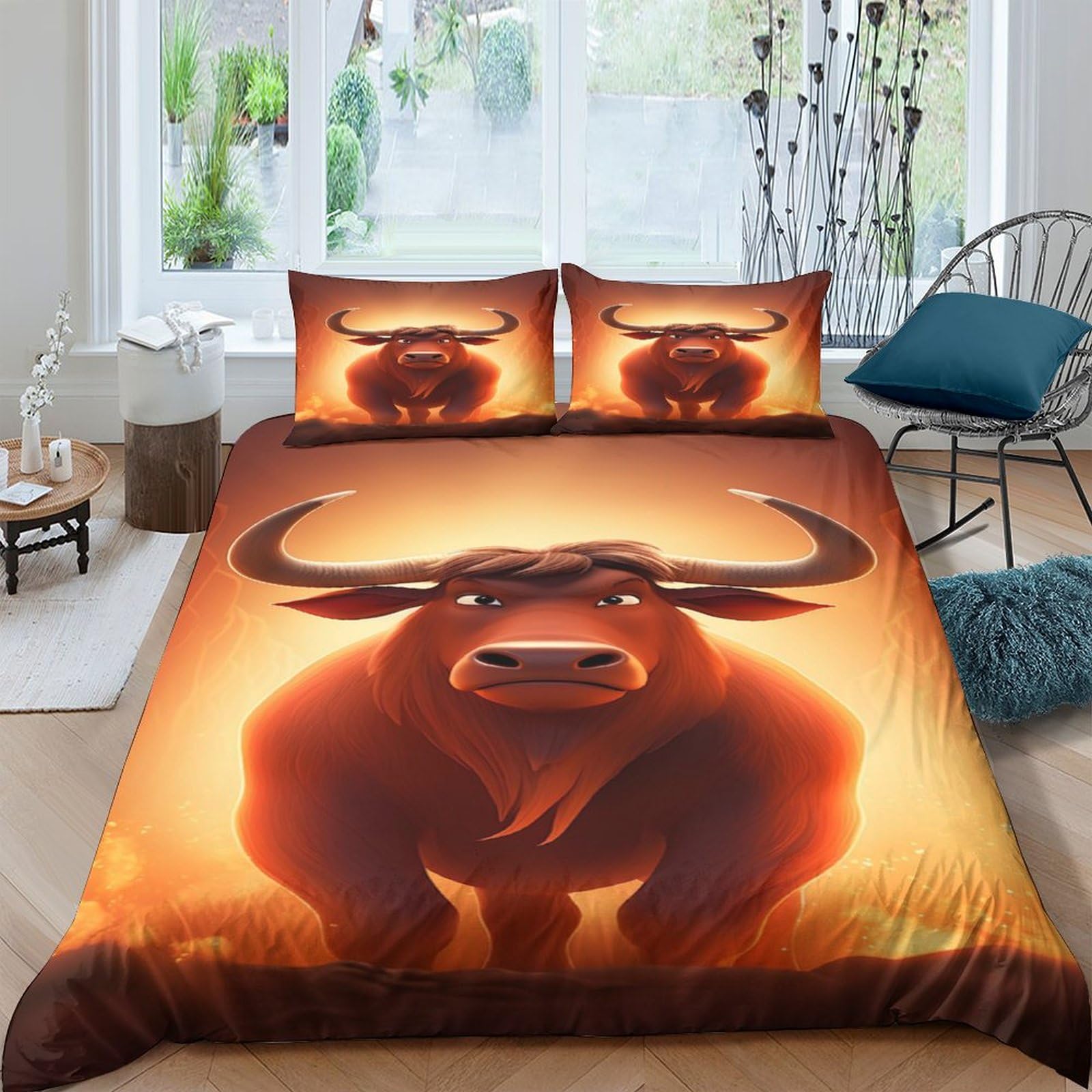 Comforter Buffalo Ranch North American Bisons Queen Size Western Bedding Sets Rustic Country Animal Comforter Set Comforter (quilt)-EU Single(135*200cm)3pcs