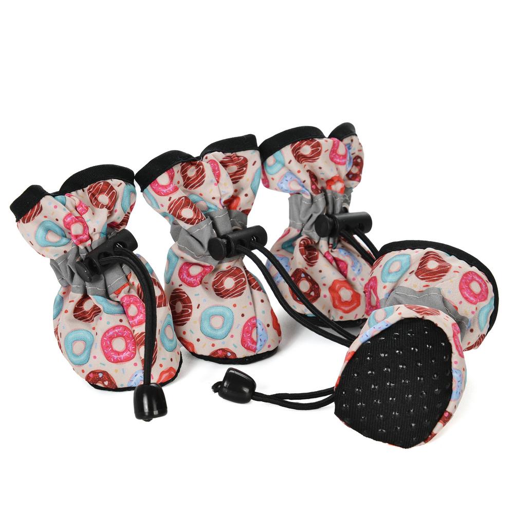 

4 шт./компл. Водонепроницаемая обувь для домашних питомцев, мягкие нескользящие дождевые ботинки для маленьких собак, кошек, милая обувь, щенячьи носки, ботинки для мопса, чихуахуа 6