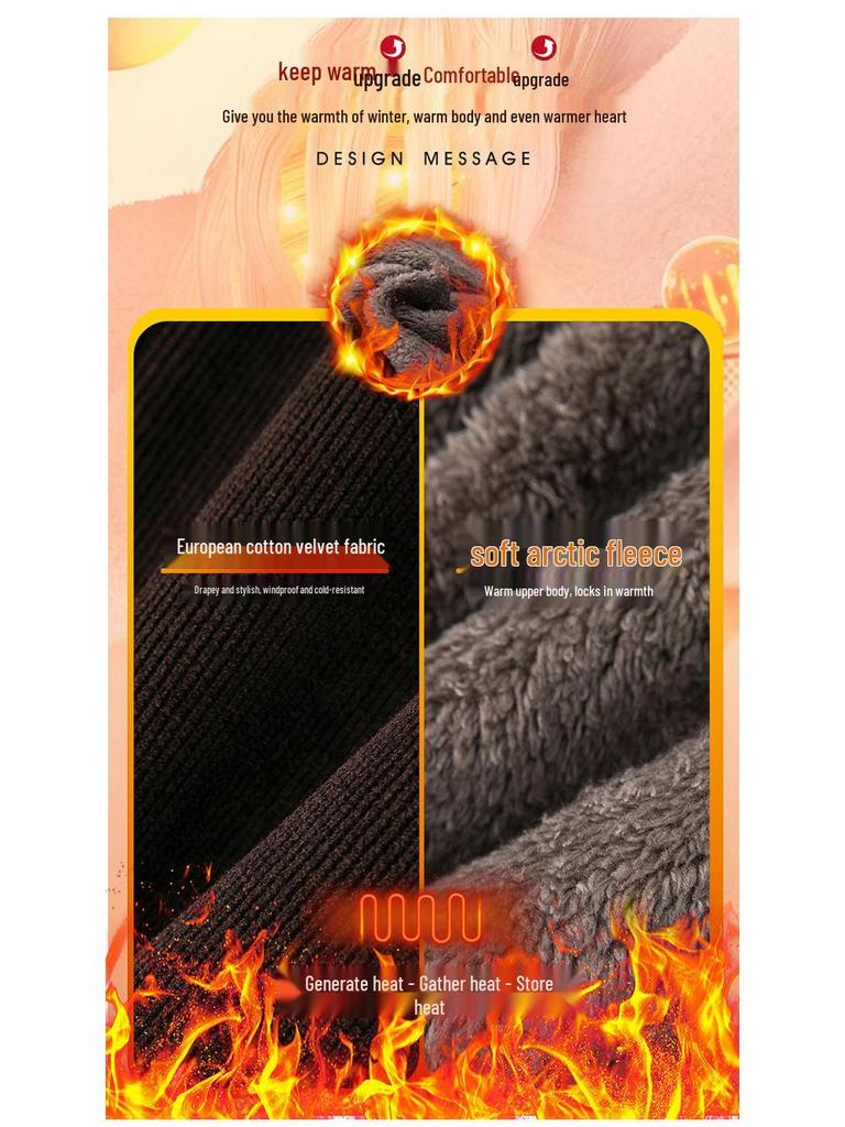 Mom's Fleece-Lined Cotton Pants, Thickened Straight-Leg, Warm Autumn/Winter Trousers for Middle-Aged/Elderly Women.