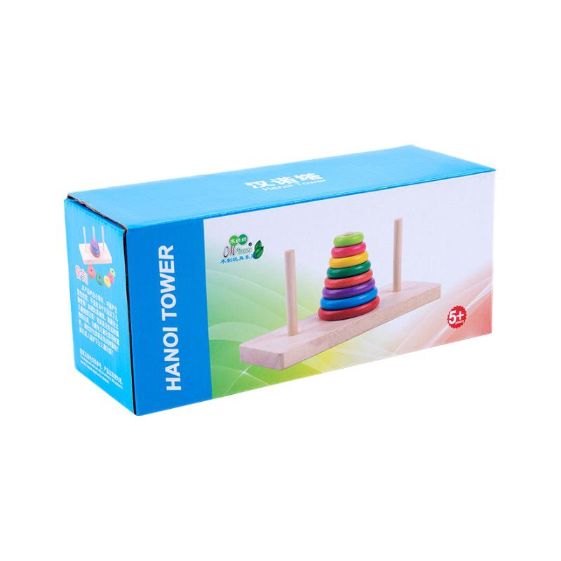 Regenbogenturm: Zehnschichtige Hanoi-Stapelklötze aus Holz für die frühe Bildung von Kindern