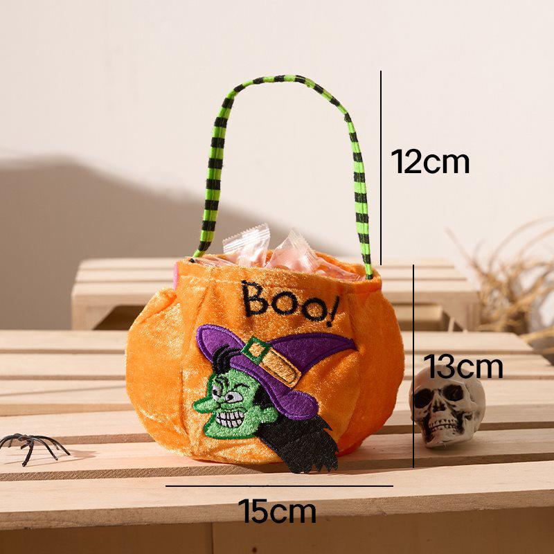 Halloween Velvet Trick-or-Treat Bag: Pumpkin Bucket & Decor for Kids
