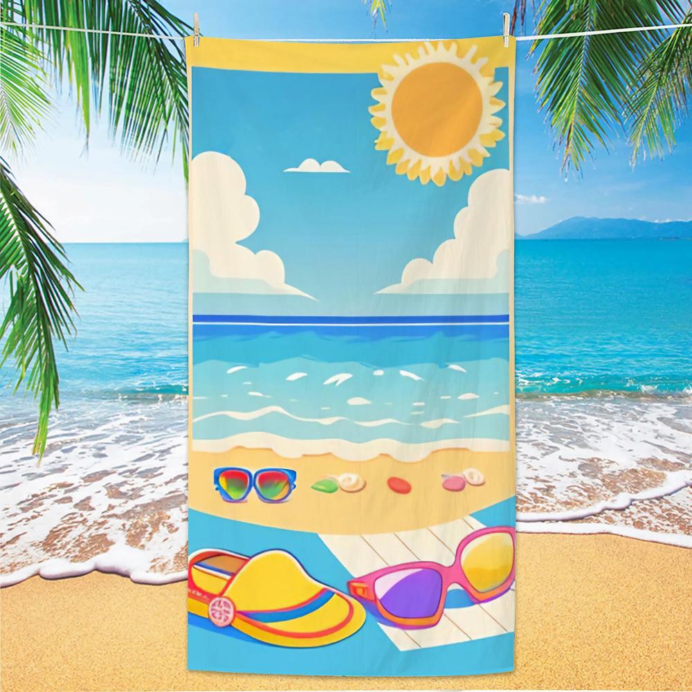 Ultra Fine Fiber Beach Towels, Beach Swimming Speed Drying Velvet Bath Towels, Printed Fashionable Bath Towels Towels Face Towel