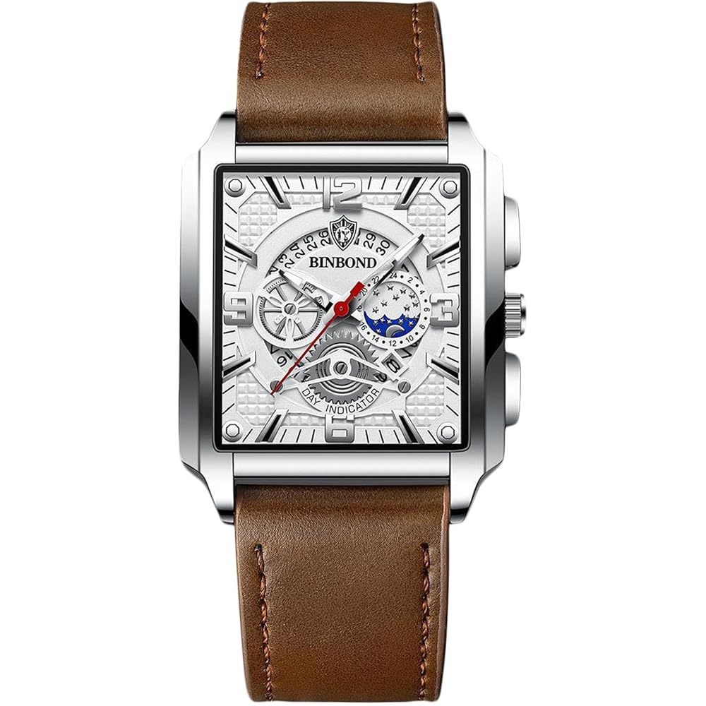 Rorios Men s Classic Square Quartz Watch with Date Display, Lightweight, Water Resistant, Metal Strap