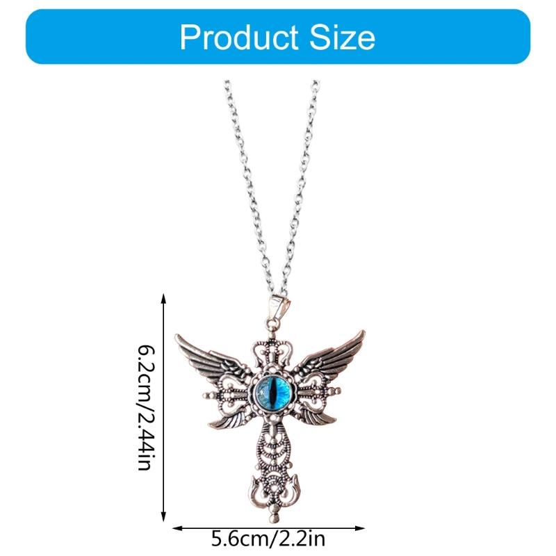 Adjustable Chain Crosses Necklace Elegant Crosses Necklace with Demon Wing Pendant Unique Neck Chain Accessory