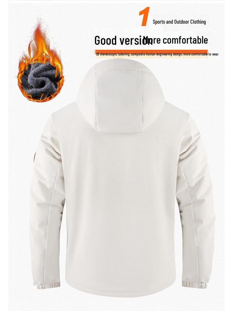 Herren Winter Plus Samt Verdickte Kapuzenjacke für Outdoor-Sport & Freizeit