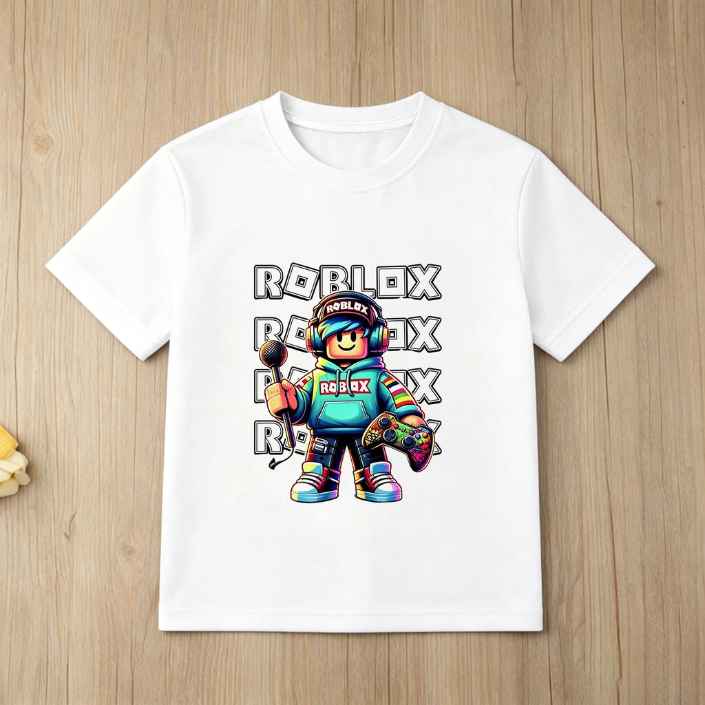 Novelty Roblox Face Game Meme Graphic T Shirts Summer Fashion Boys Short Sleeve Roblox Cartoon Printed Top Summer Kids T-shirt