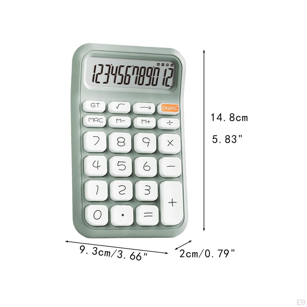 Handheld Mute Mechanical Calculator 12 Digits 14.8x9.3cm Ergonomic 18 Degree Tilt Screen for Office