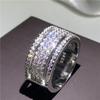 Fine Engagement Eternity Promise Ring AAAAA Zircon 925 Sterling Silver Statement Wedding Band Rings for women men Jewelry Gift