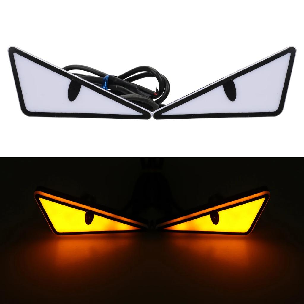 2PCS Devil's Eye Light 12V Car Motorcycle Tail Light Demon Eyes Decoration Lamp Red Green Yellow Blue White License Plate Lamp