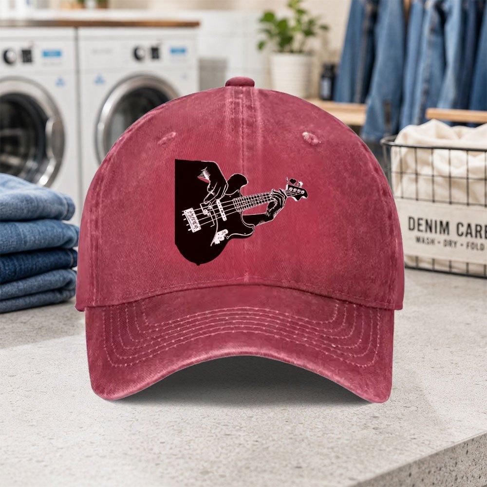 1pc 1pcs Unisex Vintage Baseball Cap Suitable For Men Women Bassist Graphic Duckbill Hat With Hook Loop Closure Lightweigh