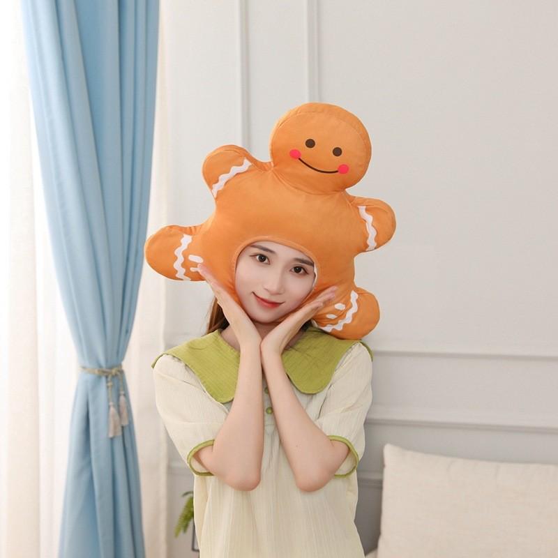 Großhandel Lebkuchenmann Plüsch Kopfbedeckung Hut Für Lustige Foto Requisiten Und Performance Kostüme