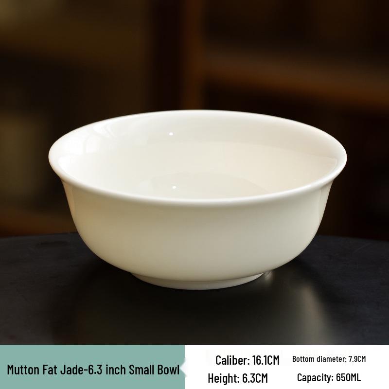 

Dehua Mutton Fat White Porcelain 6.3 Noodle & Salad Bowl, 650ml Ceramic Soup Bowl